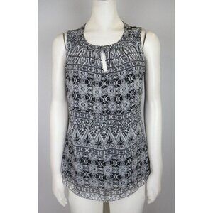 NEW YORK & COMPANY - WOMEN'S BLACK & WHITE PRINT SLEEVELESS BLOUSE TANK - SIZE S